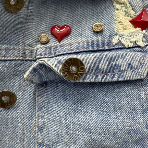 Love Jeans Upcycle‎ Valentine Romantic Unique Denim Vest - Picture 3 of 5